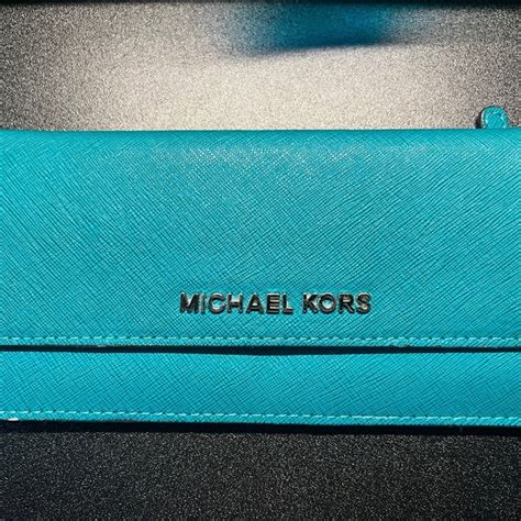 michael kors wallet navy and white|Michael Kors teal wallet.